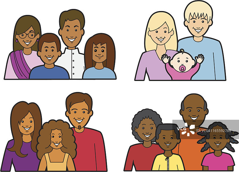 不同种族的家庭图片素材