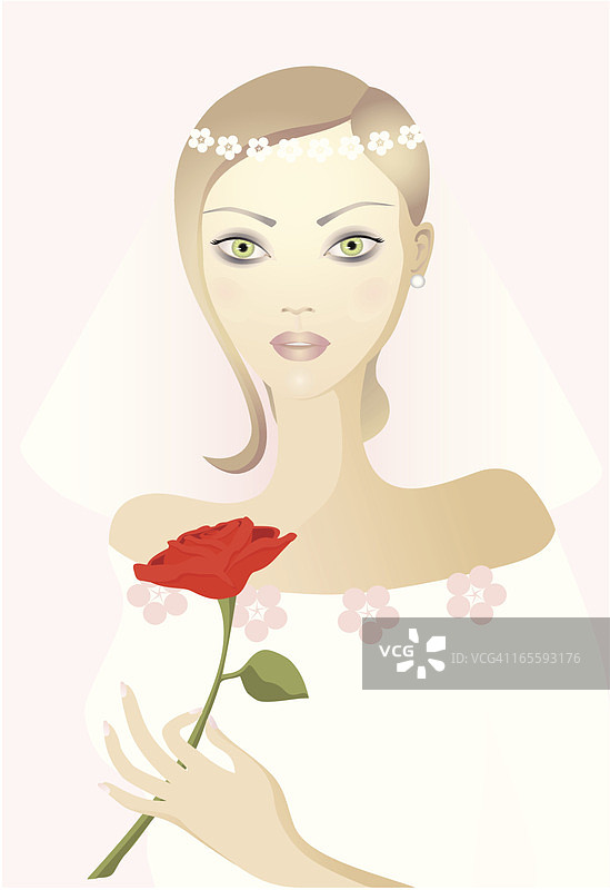 手持玫瑰花的漂亮女孩图片素材