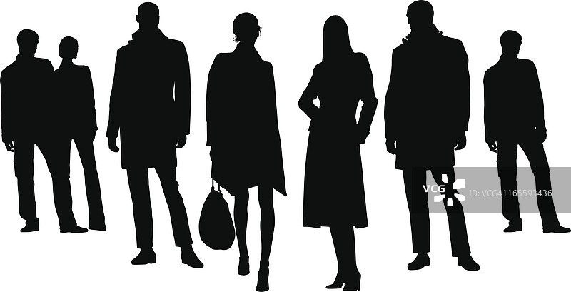 白色背景下几个人物剪影图片素材