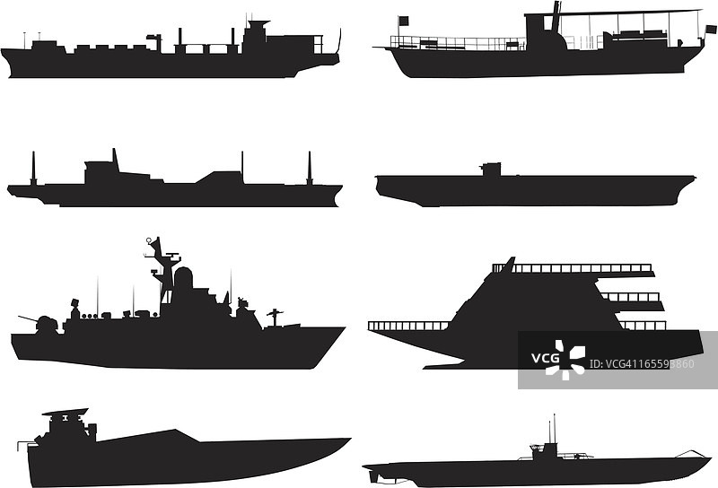 船只剪影合集图片素材