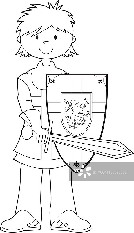 中世纪十字军骑士涂色素材图片素材