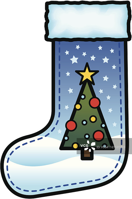 带树的节日长袜图片素材