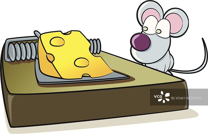 奶酪老鼠卡通捕鼠器图片素材