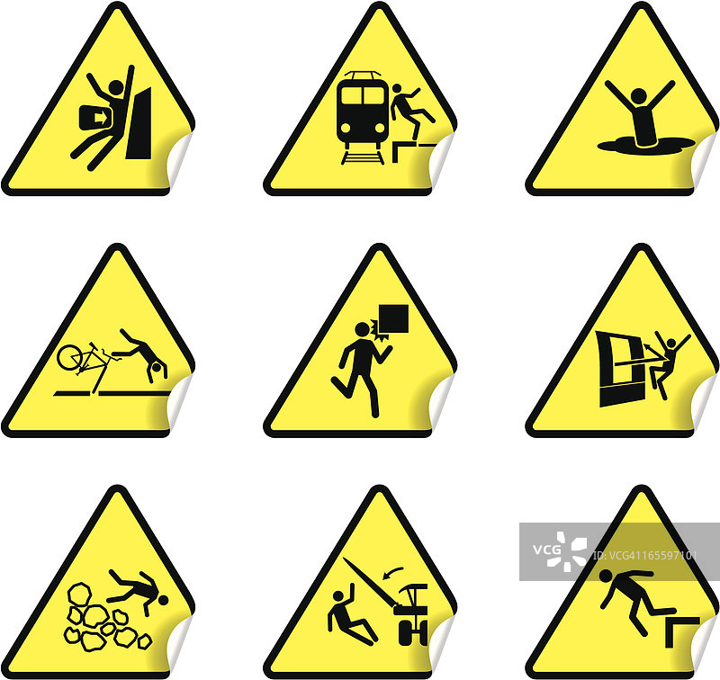 安全警告贴纸套装6图片素材