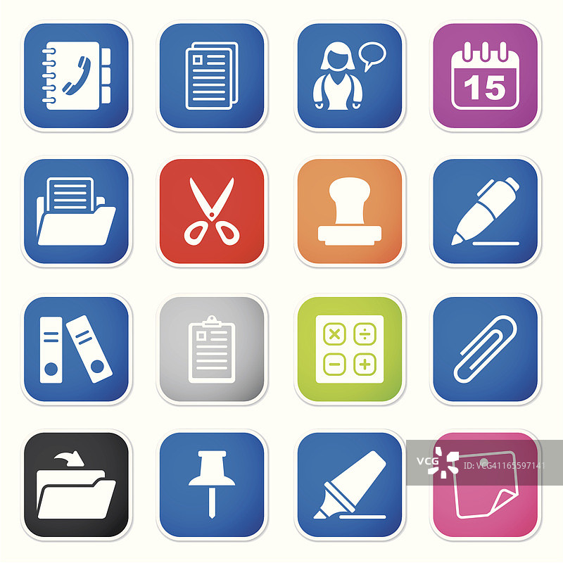 办公室及联系方式图标贴纸套装II图片素材