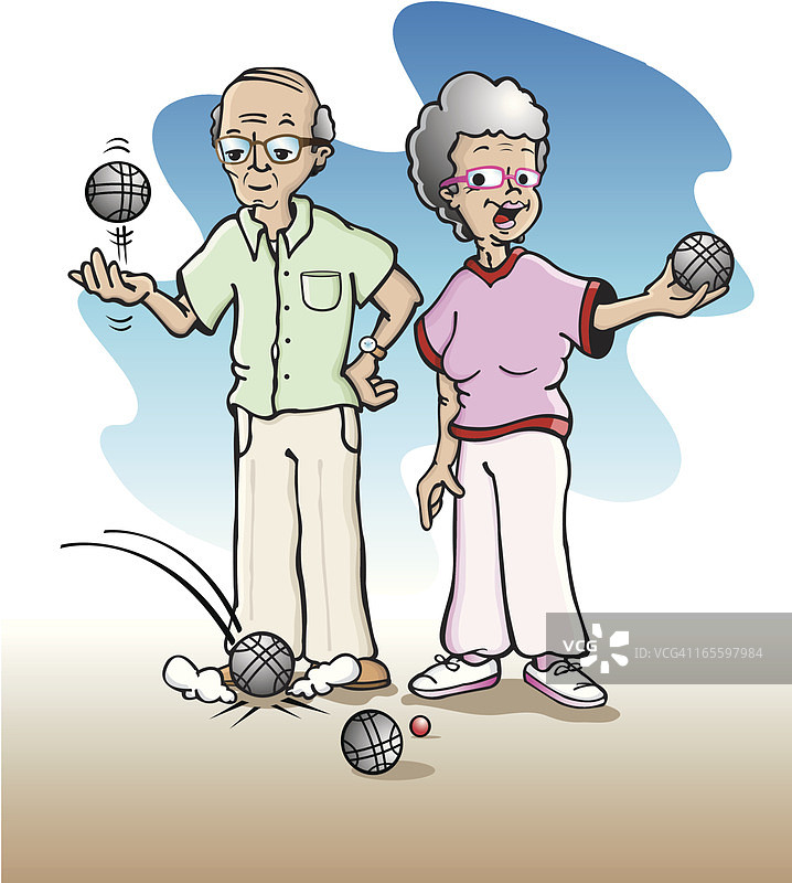 老年夫妇玩滚球图片素材
