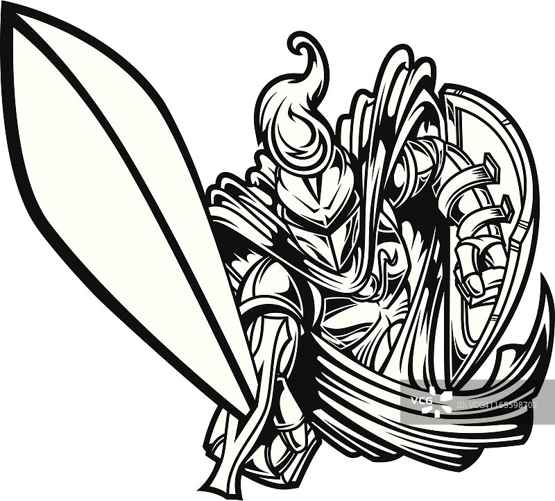 骑士冲锋 II 黑白图片素材