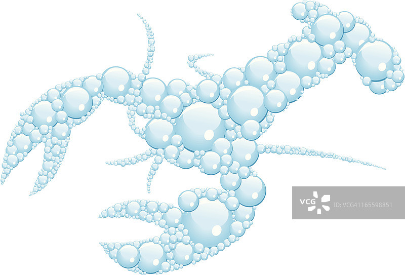 气泡组成的龙虾 - 海洋生物图片素材