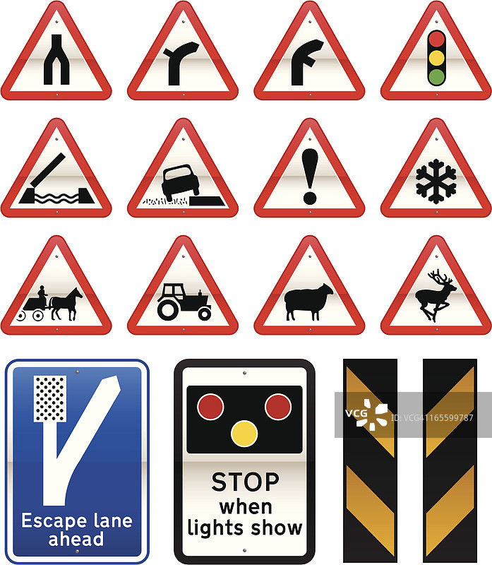 英国道路警示标志系列SET 3图片素材