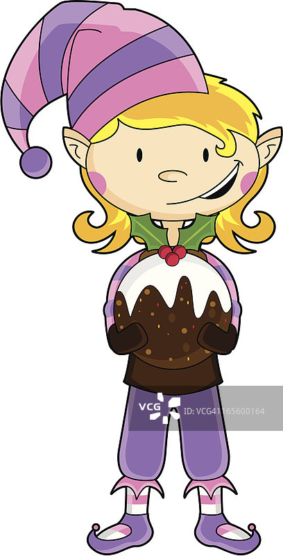 女孩精灵和圣诞布丁图片素材