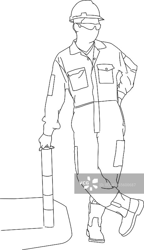 倚靠着的工人图片素材