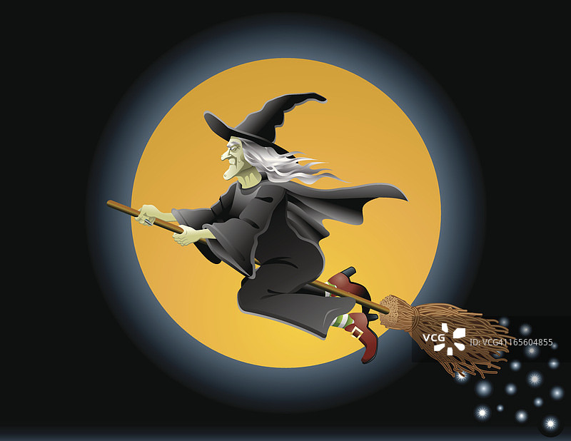 飞行中的万圣节女巫图片素材