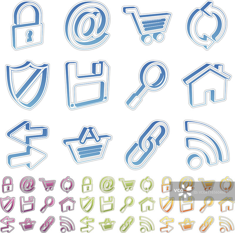 3D互联网轮廓图标图片素材