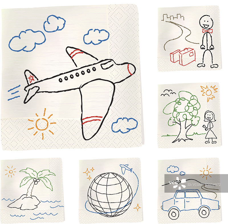 餐巾纸上的旅行草图图片素材