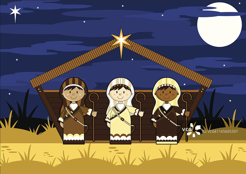 谷仓里的三个牧羊人图片素材