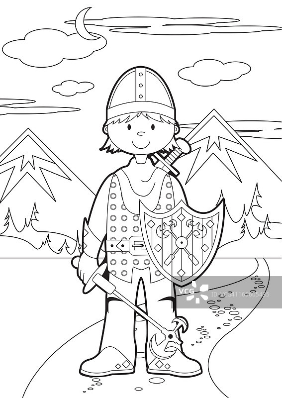 骑士场景填色图片素材