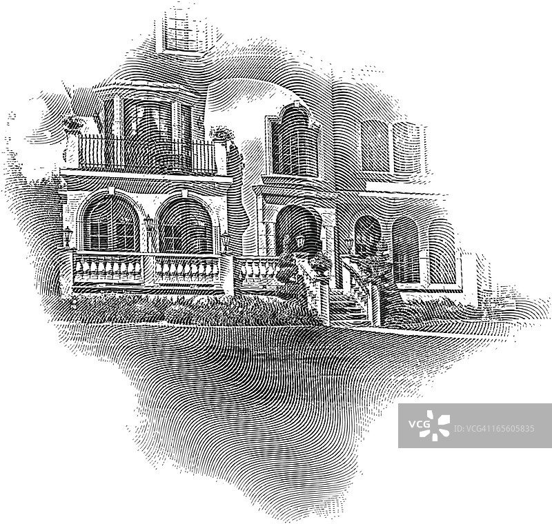 优雅石屋雕刻图片素材