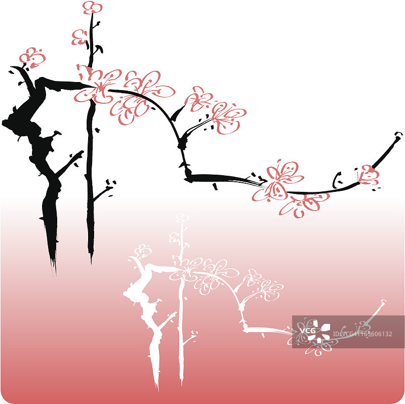 东方风格盛开的鲜花图片素材