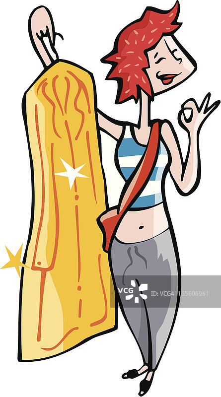 女孩满意她的干净新外套图片素材