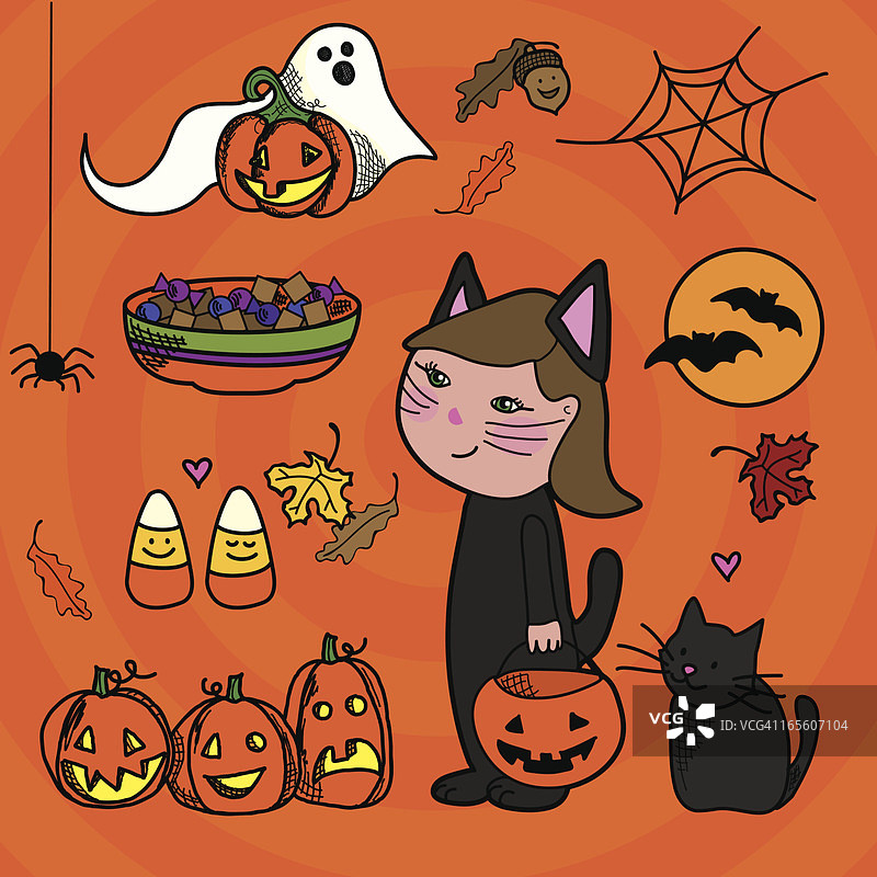 万圣节涂鸦元素图片素材