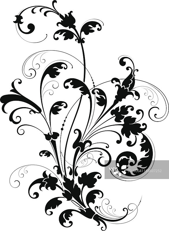 装饰性花卉卷轴图片素材