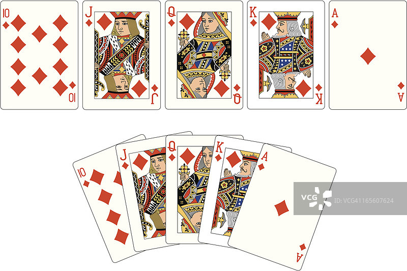 方片同花顺扑克牌图片素材