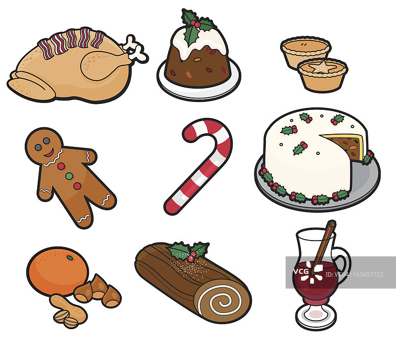圣诞食品和糖果矢量图图片素材