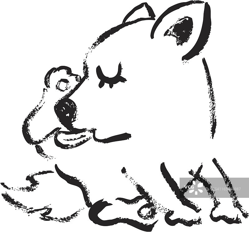 小狗舔舐的素描图片素材