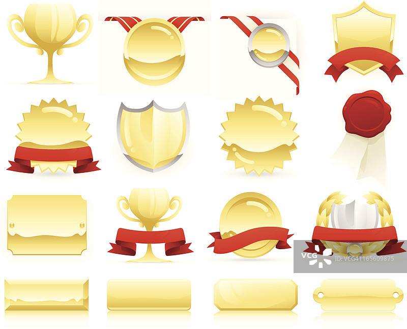 金色徽章、印章和卷轴图片素材