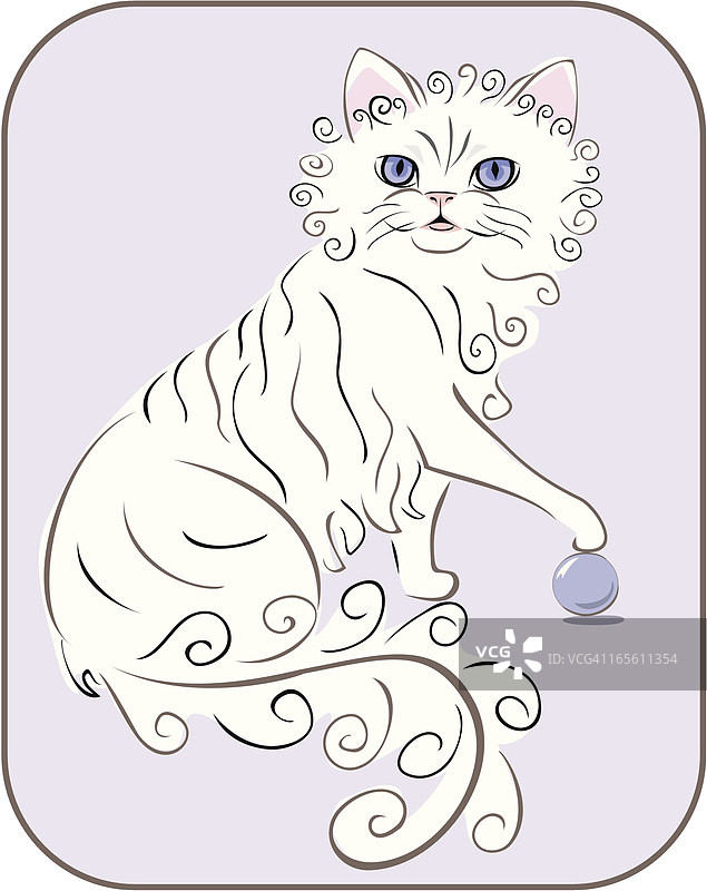 抱着球的白色波斯猫图片素材