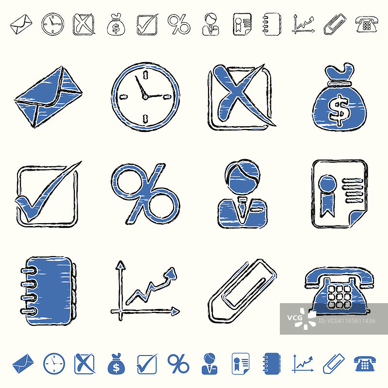 蓝色Grunge风格商业图标图片素材