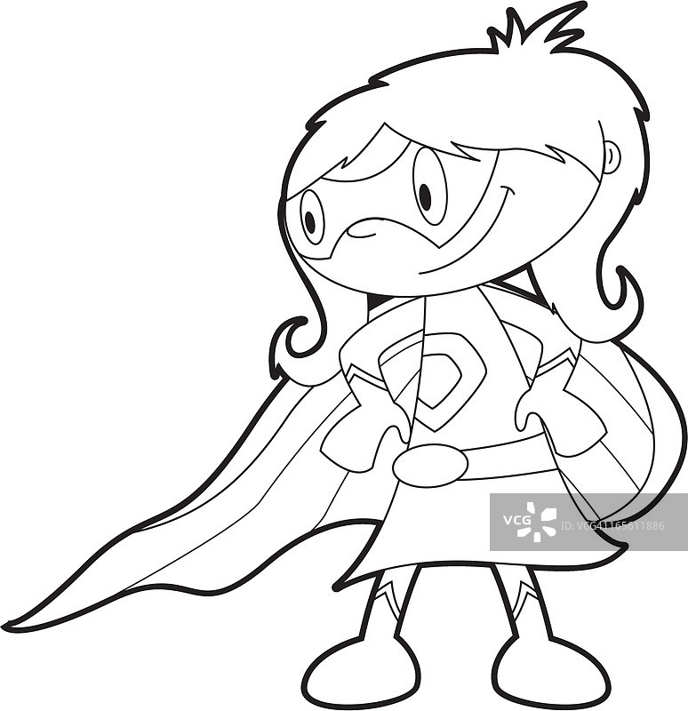 为超级女孩填色图片素材