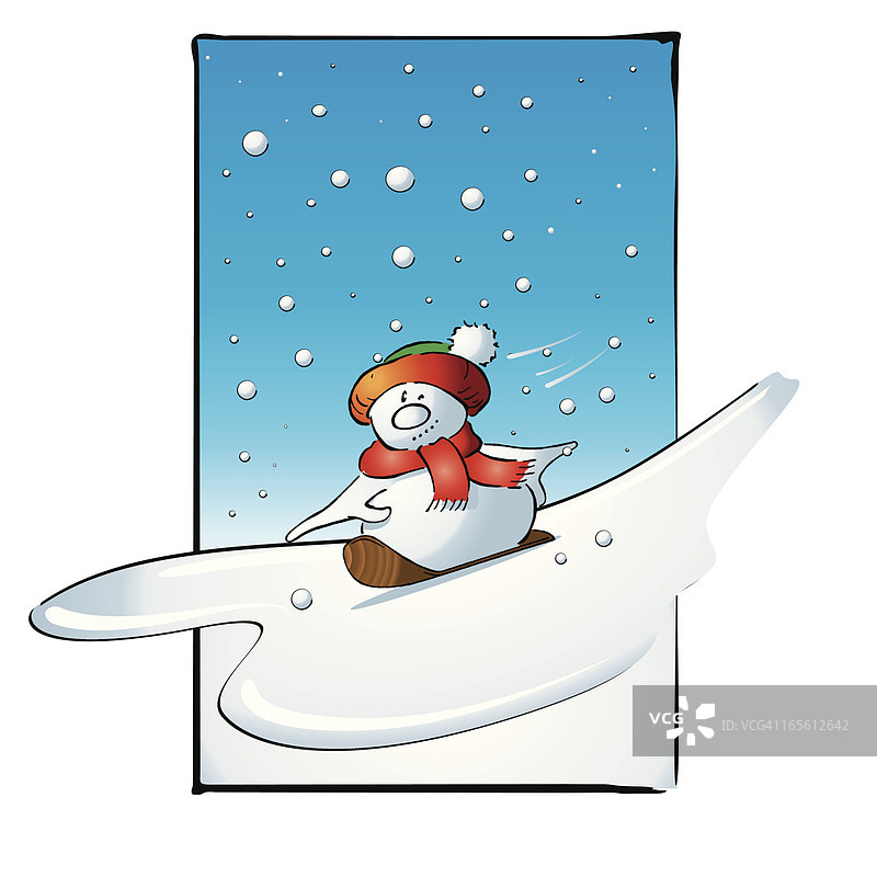 滑雪板上的雪人图片素材