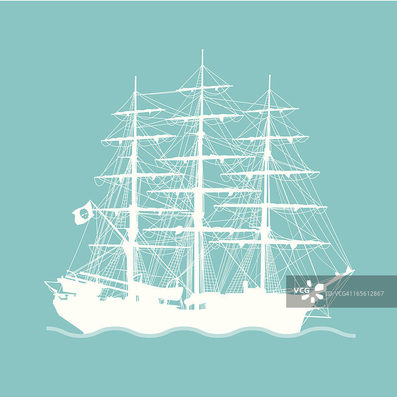 海盗船/帆船的剪影图片素材