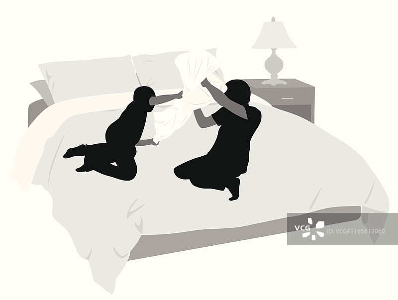 枕头大战矢量剪影图片素材