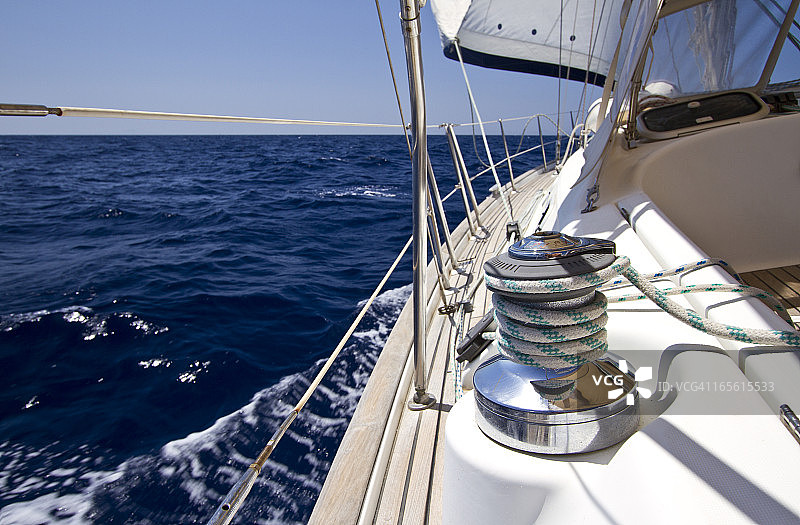 海上帆船绞盘图片素材