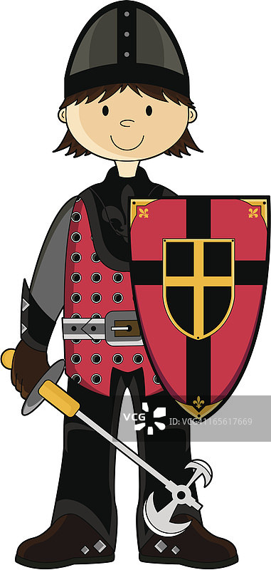 手持斧头和盾牌的中世纪骑士图片素材