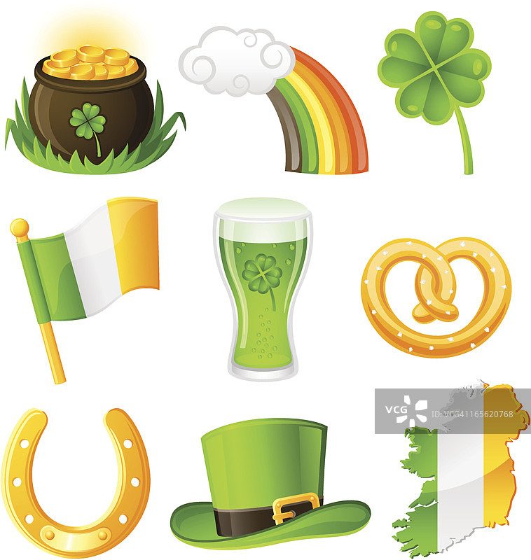 圣帕特里克节图标合集图片素材
