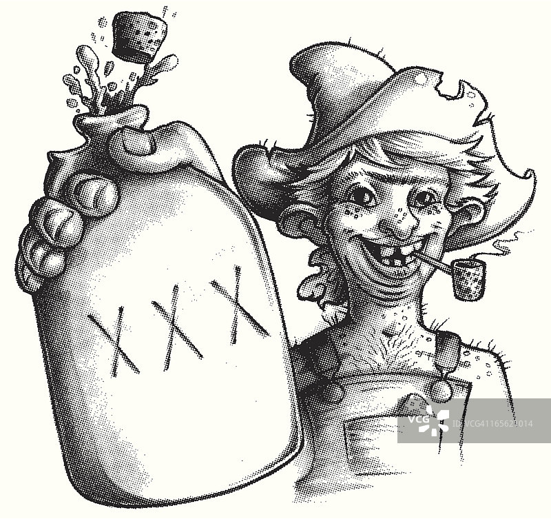 手持私酿酒的乡巴佬图片素材