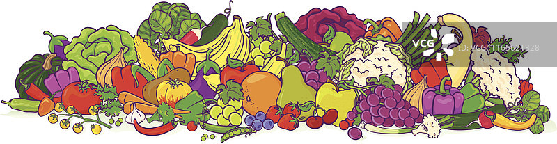 水果蔬菜组合插画图片素材
