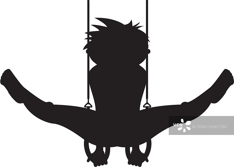 在吊环上的体操运动员的轮廓图片素材