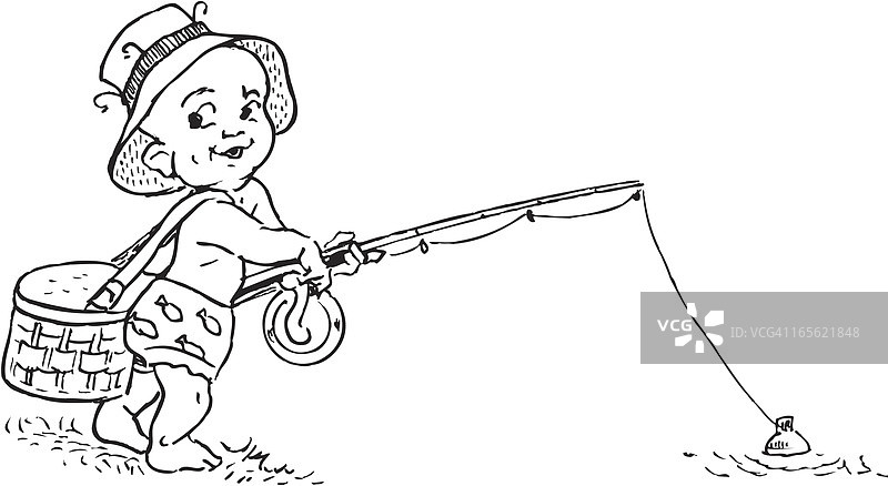 婴儿钓鱼者图片素材