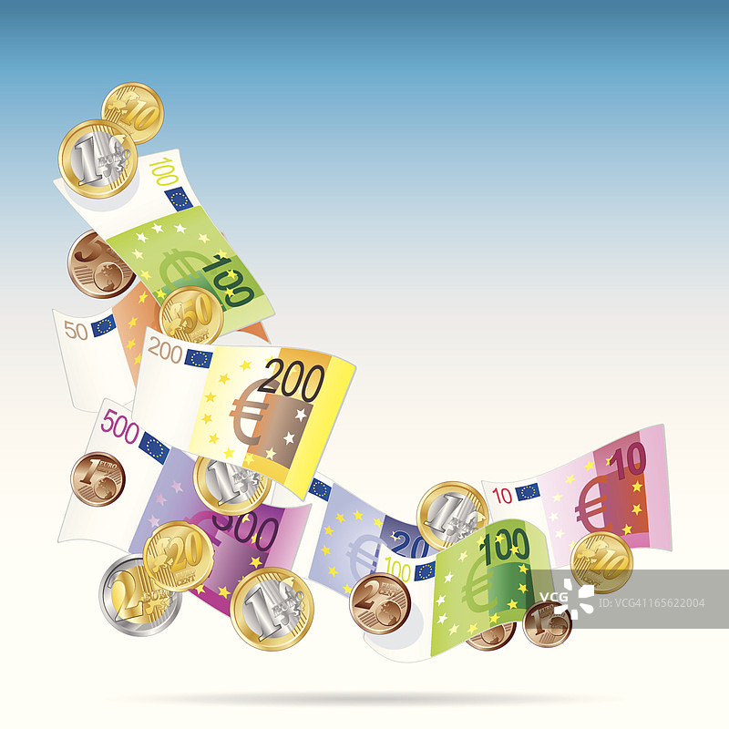 欧元纸币的角度图片素材