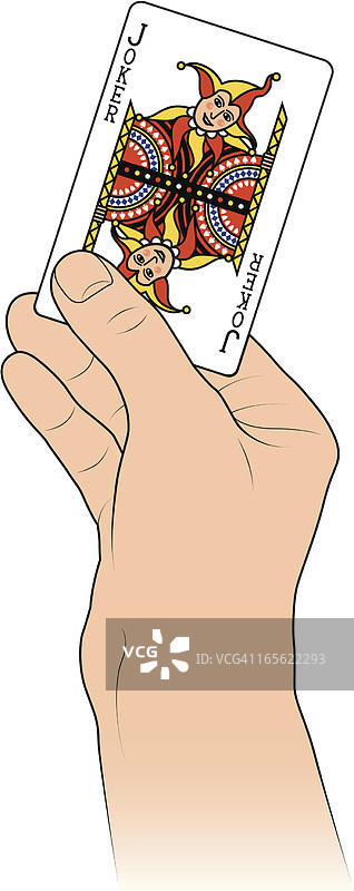 手持小丑扑克牌图片素材