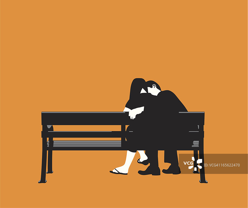 情侣长椅橘子图片素材