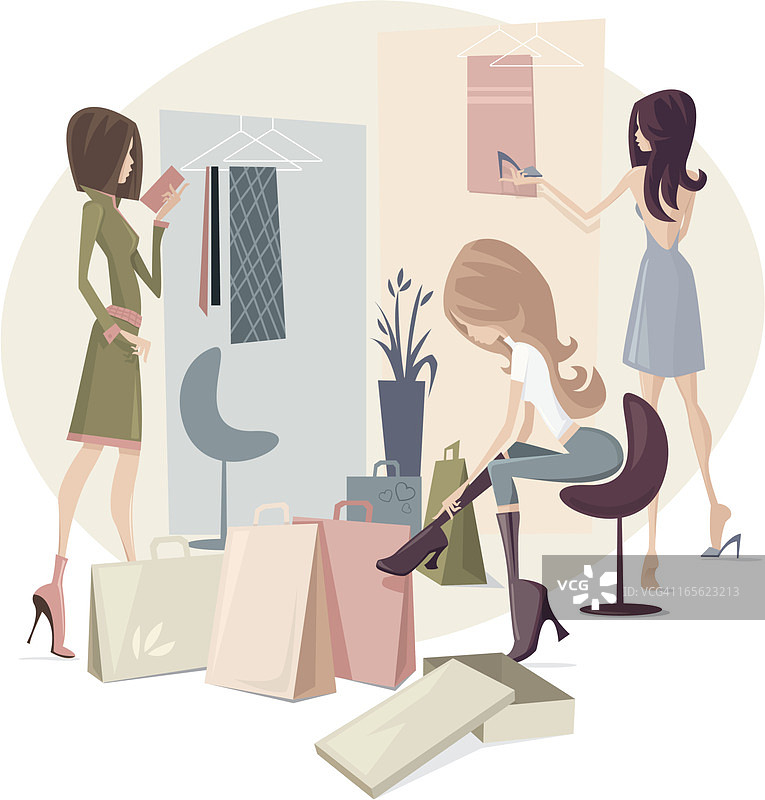 女孩们购物图片素材