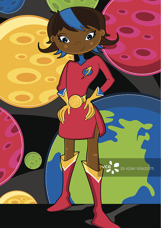 未来女孩的太空景色图片素材