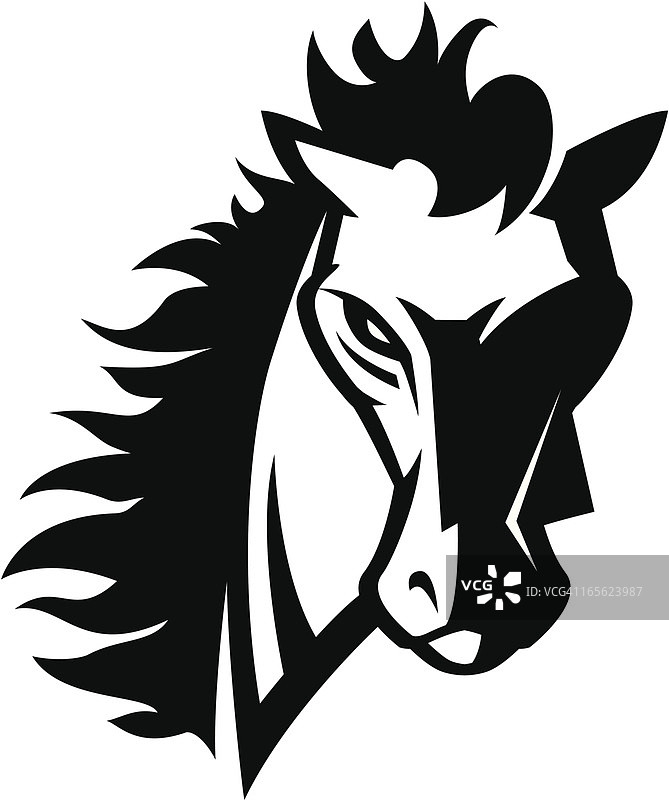 黑白马头吉祥物图片素材