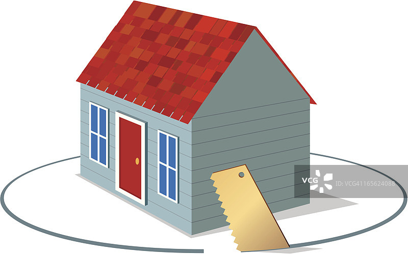 房子底部正在被锯开图片素材