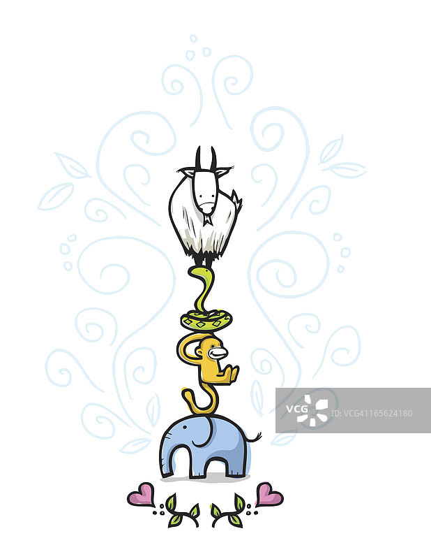 堆叠的动物图片素材